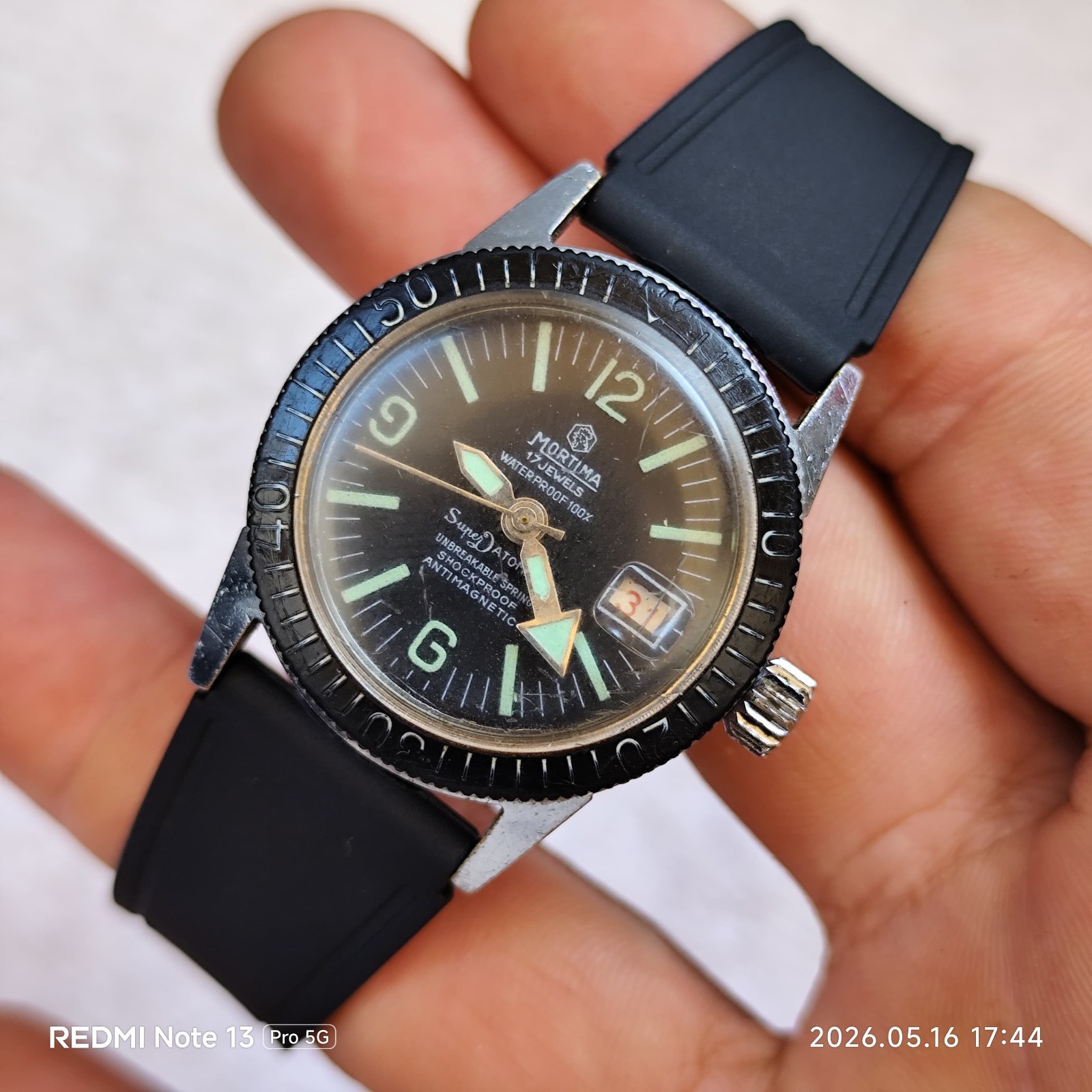 Vintage Mortima Super Datomatic 17 Jewels Mechanical Skindiver Watch – 1970s