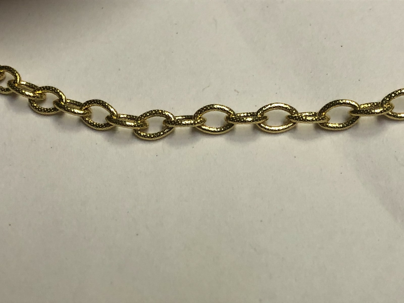 14k Yellow Gold 3.3mm 20″ Textured Rolo Oval Pendant Cable Chain 4.2 gram
