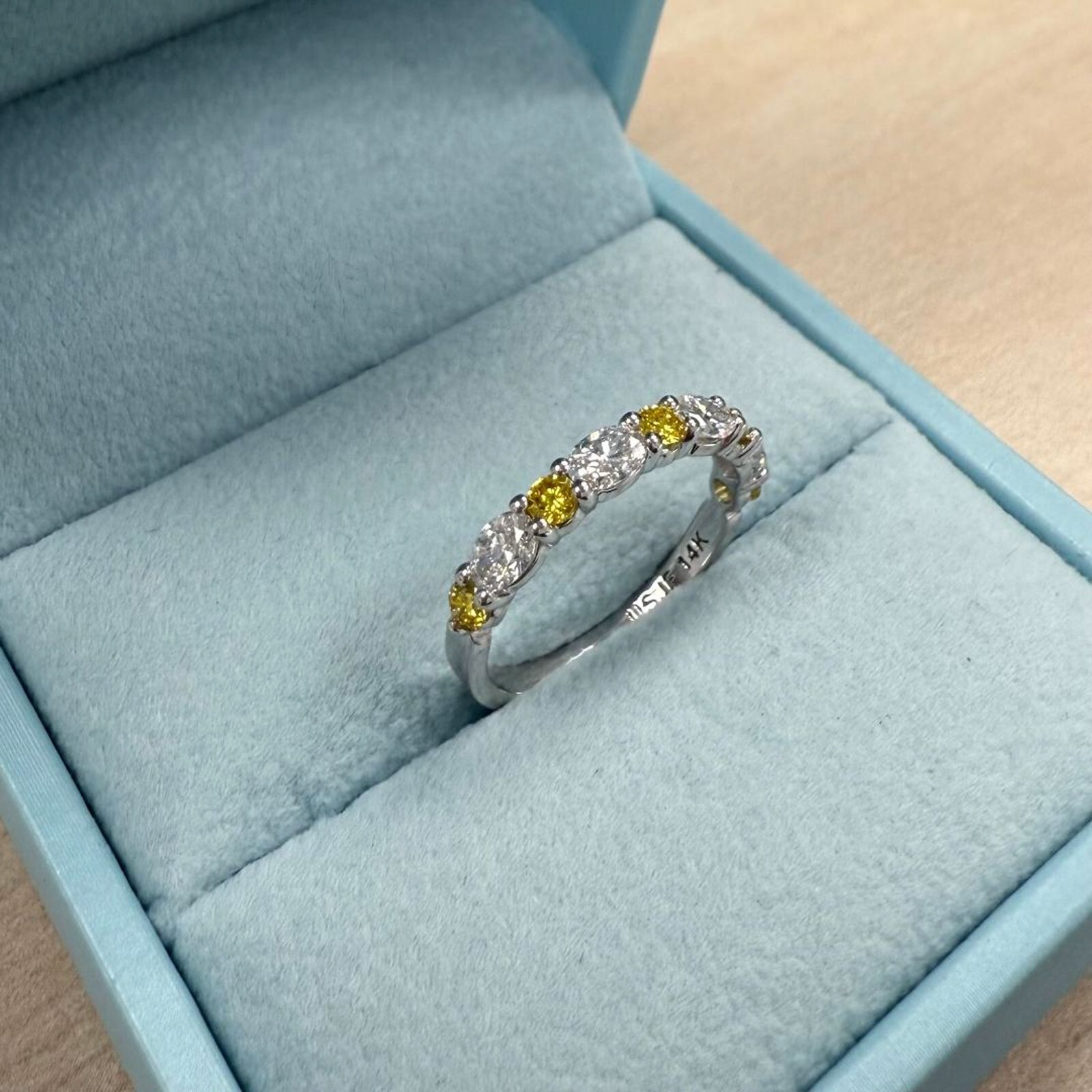 1.00 TCW Round Marquise Cut Lab Grown Diamond Wedding Band 14k White Gold