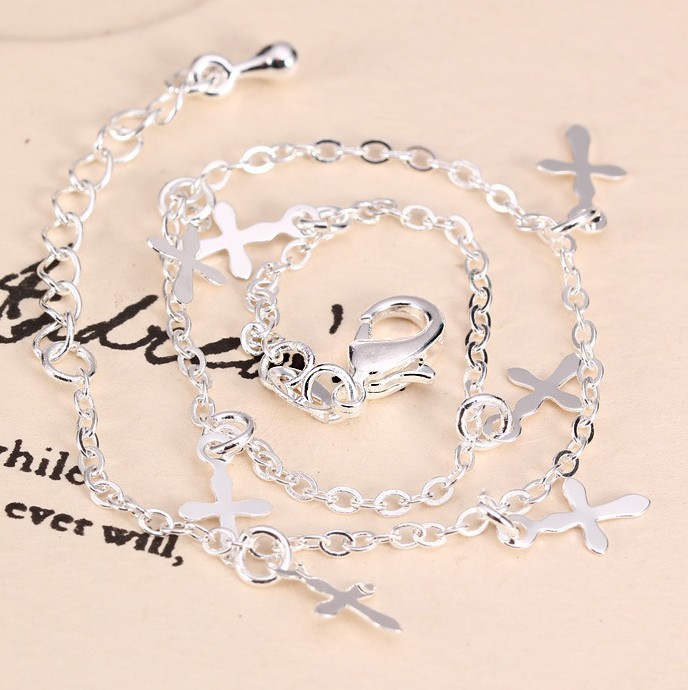 Fashion Cross Silver Anklet Ankle Bracelet Barefoot Sandal Beach Chain Gift