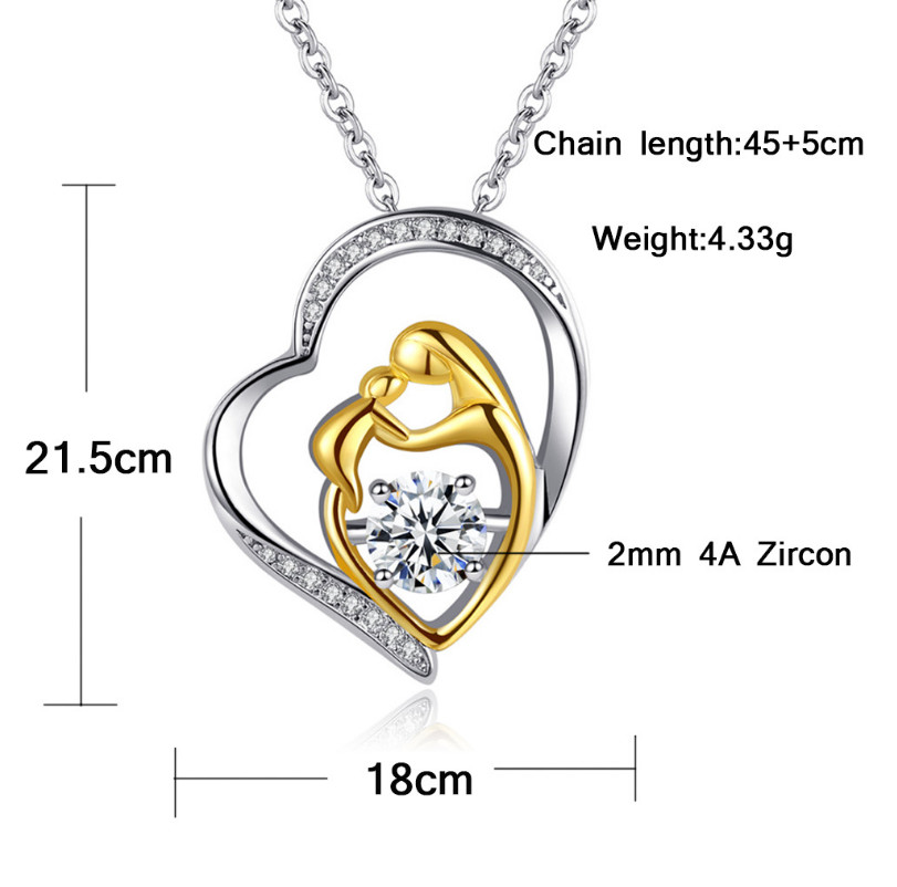 Mother and Child Necklace Mom Daughter Son Infinity Heart Love Pendant CZ Box S2