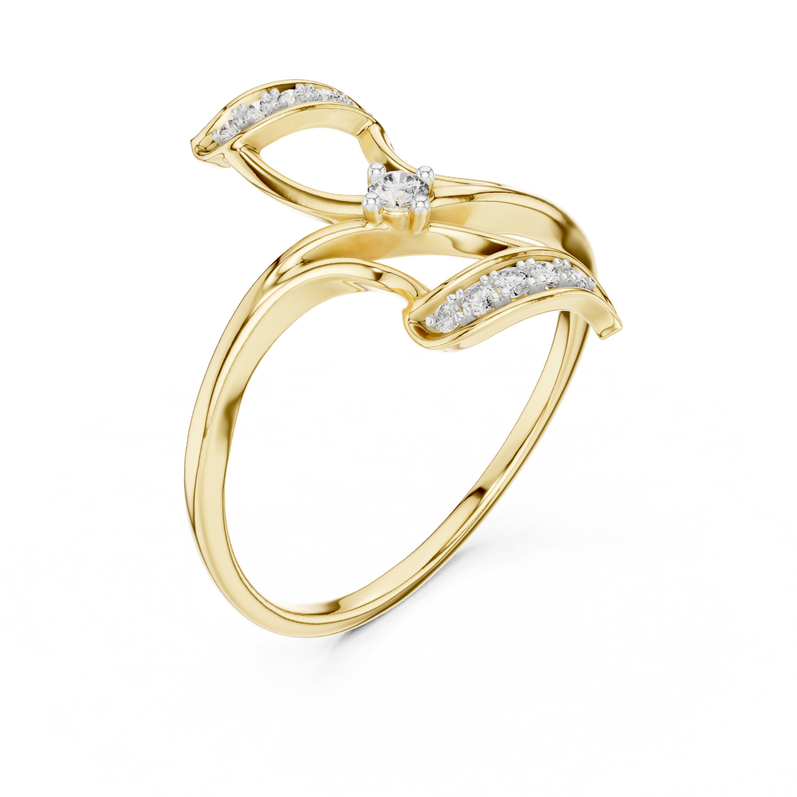 Natural Certfied Round VVS1/D Diamond Petite Twist Engagement Ring 14k Gold Over