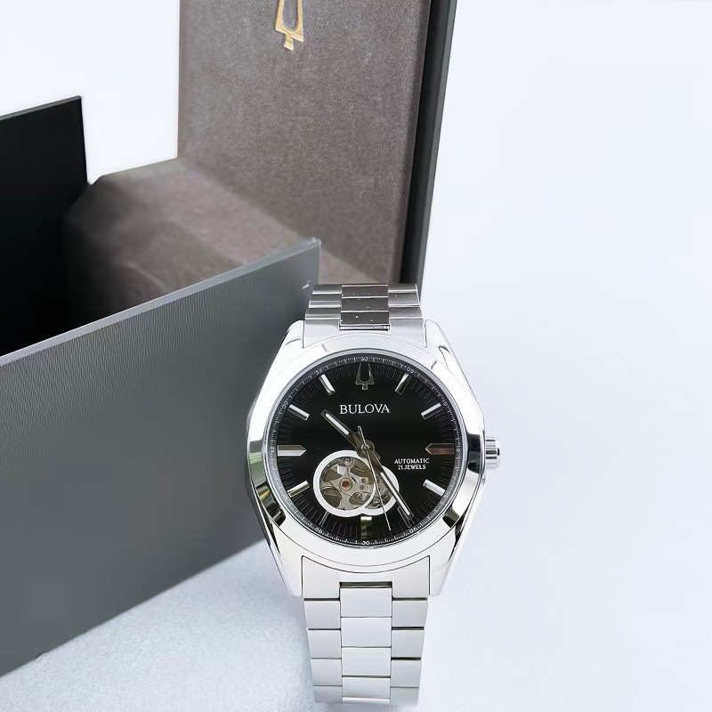 Bulova Surveyor 96A270 Automatic Black Dial Silver Strap Automatic Men’s Watch