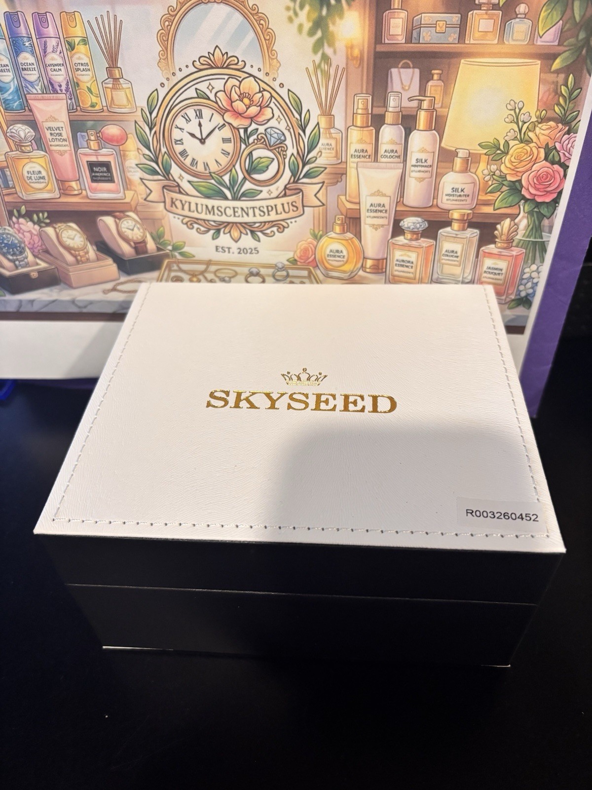 SKYSEED Celestial Blue Automatic Wristwatch, Exhibition Caseback, Leather Band
