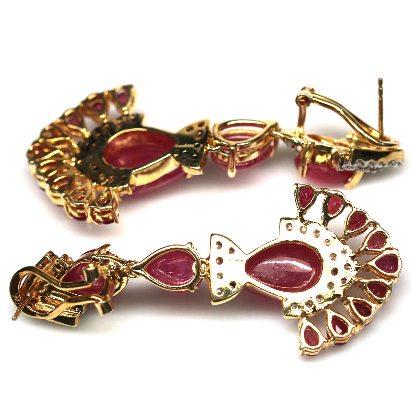 Handmade 925 Sterling Silver Red Ruby Zircon Jewelry Earrings 18K Gold Plated
