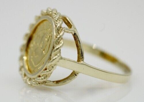 20″mm China Panda COIN Without Stone Beauty Fancy Ring 14k Yellow Gold Finish