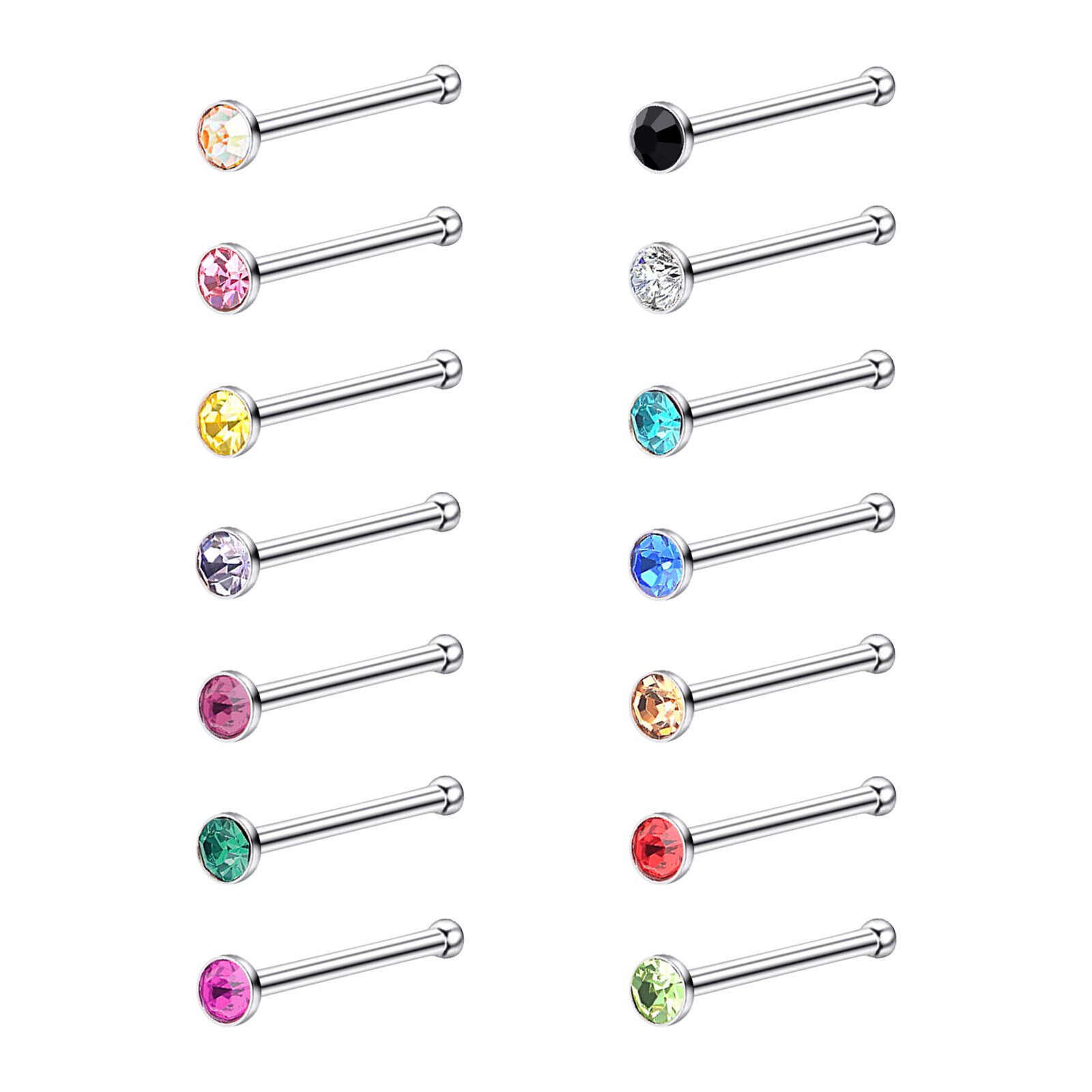 30Pcs Nose Rings Surgical Steel 20G Screw Pin Earring Lip Cartilage Tragus Studs