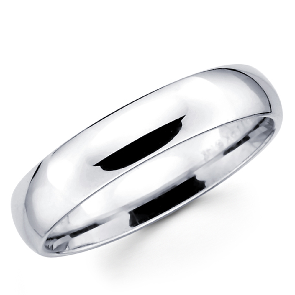 14K Solid White Gold 5mm Comfort Fit Men’s and Women’s Wedding Band Ring