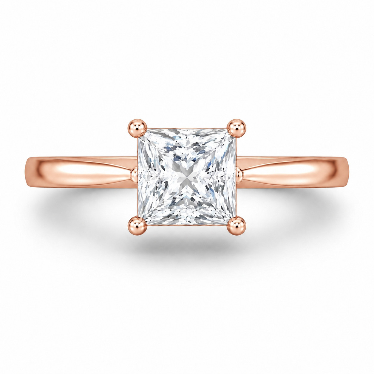 1.00 Ct Princess Cut Moissanite Solitaire Engagement Ring in 10K Gold for Women