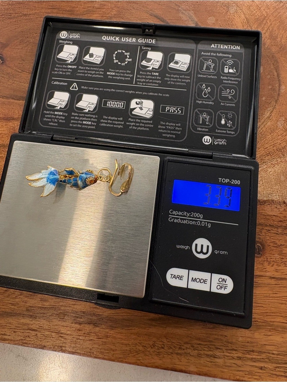 Vintage Blue Enamel Koi Fish Clip-On Earrings – Gold Tone
