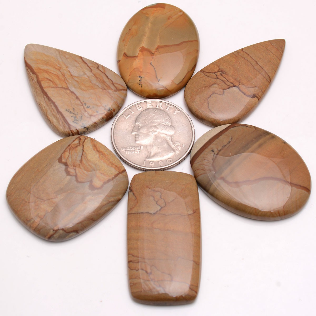 6 Pcs Natural Picture Jasper Designer 32mm-40mm Cabochon Untreated Gemstones Lot