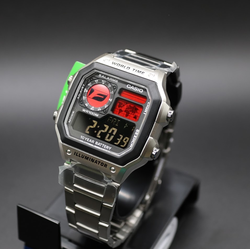 Lexus F Badge CASIO AE-1200WHD. Royale Watch Mod. Negative Display – F Racing