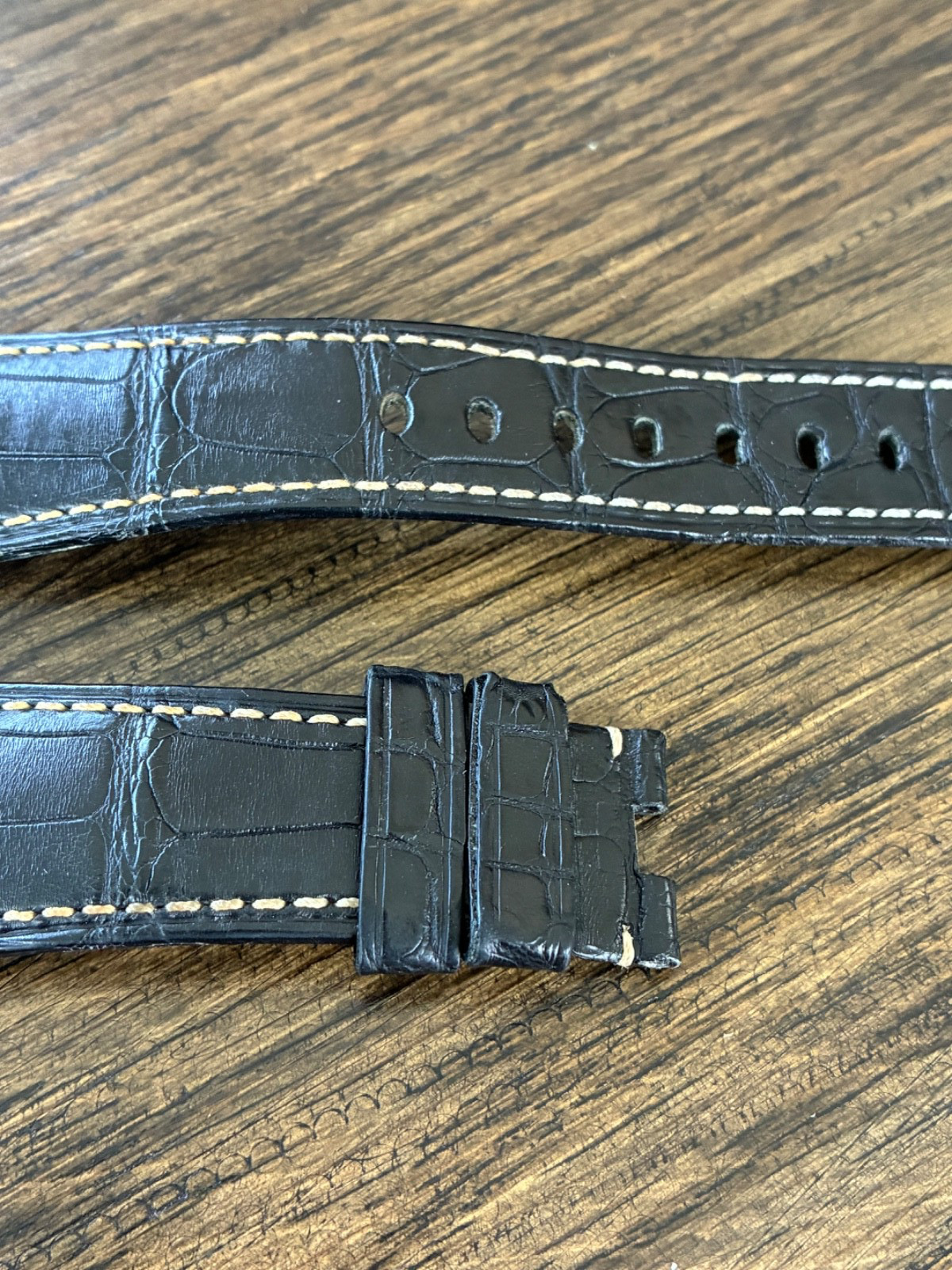 Panerai Mens Radiomir OEM Black Leather Strap Band 25.5mm / 20mm – Great Shape!!