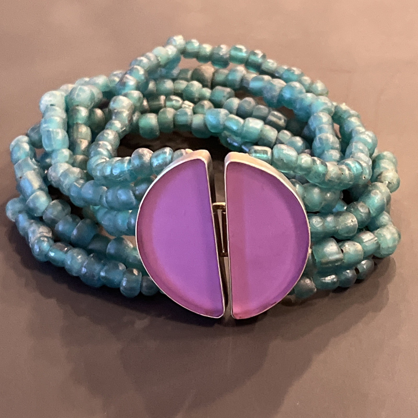 Janice Lee Ripley JLR Signed Sterling Silver 925 Green & Purple Stone Bracelet