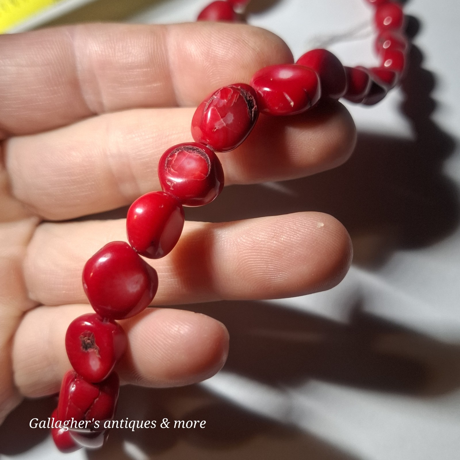 16 inch strand of Bamboo Coral Chuncks Cherry red Bamboo Coral beads Size varies