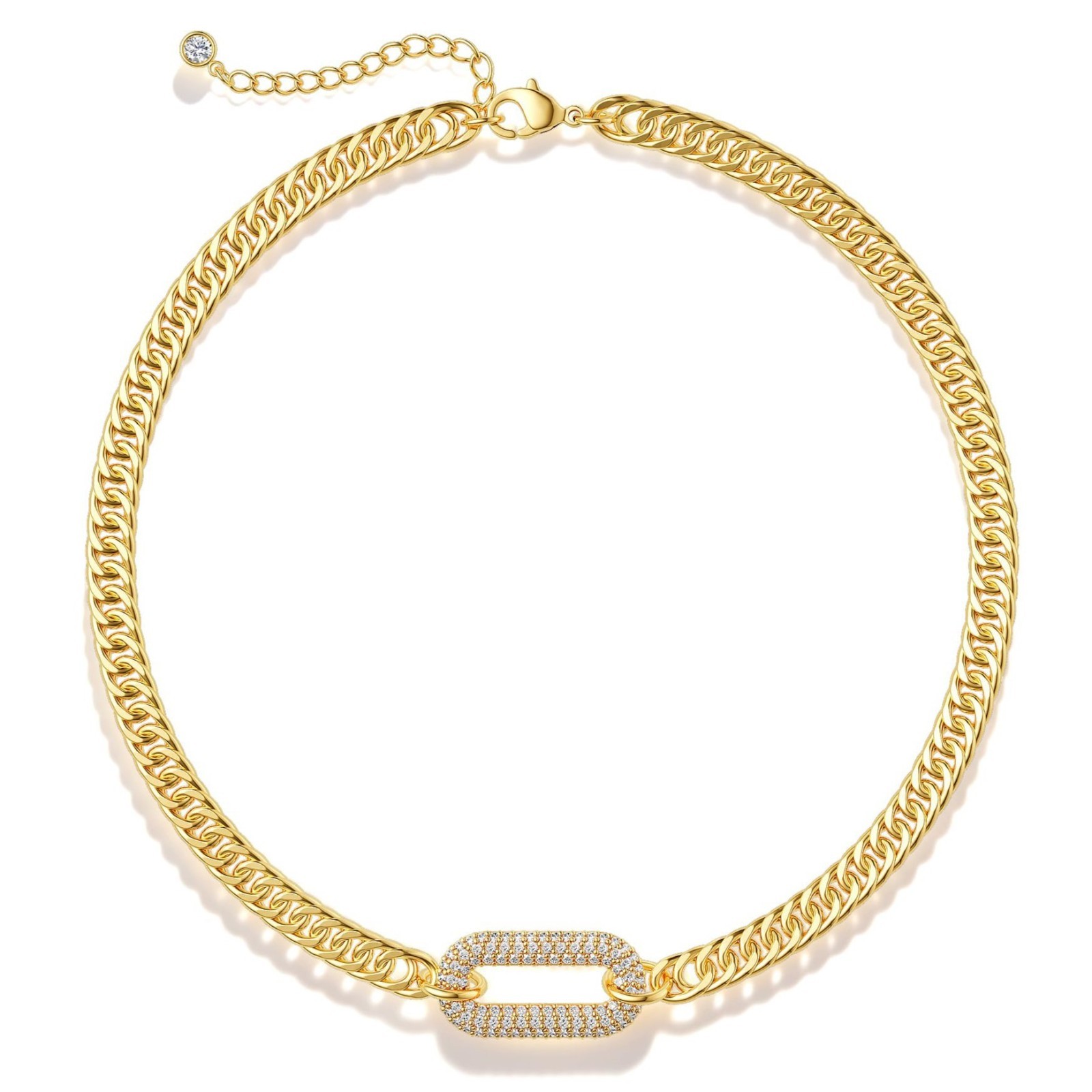 Uxvwez 18K Gold Plated Multi Diamond Necklace Gold Silver for Women