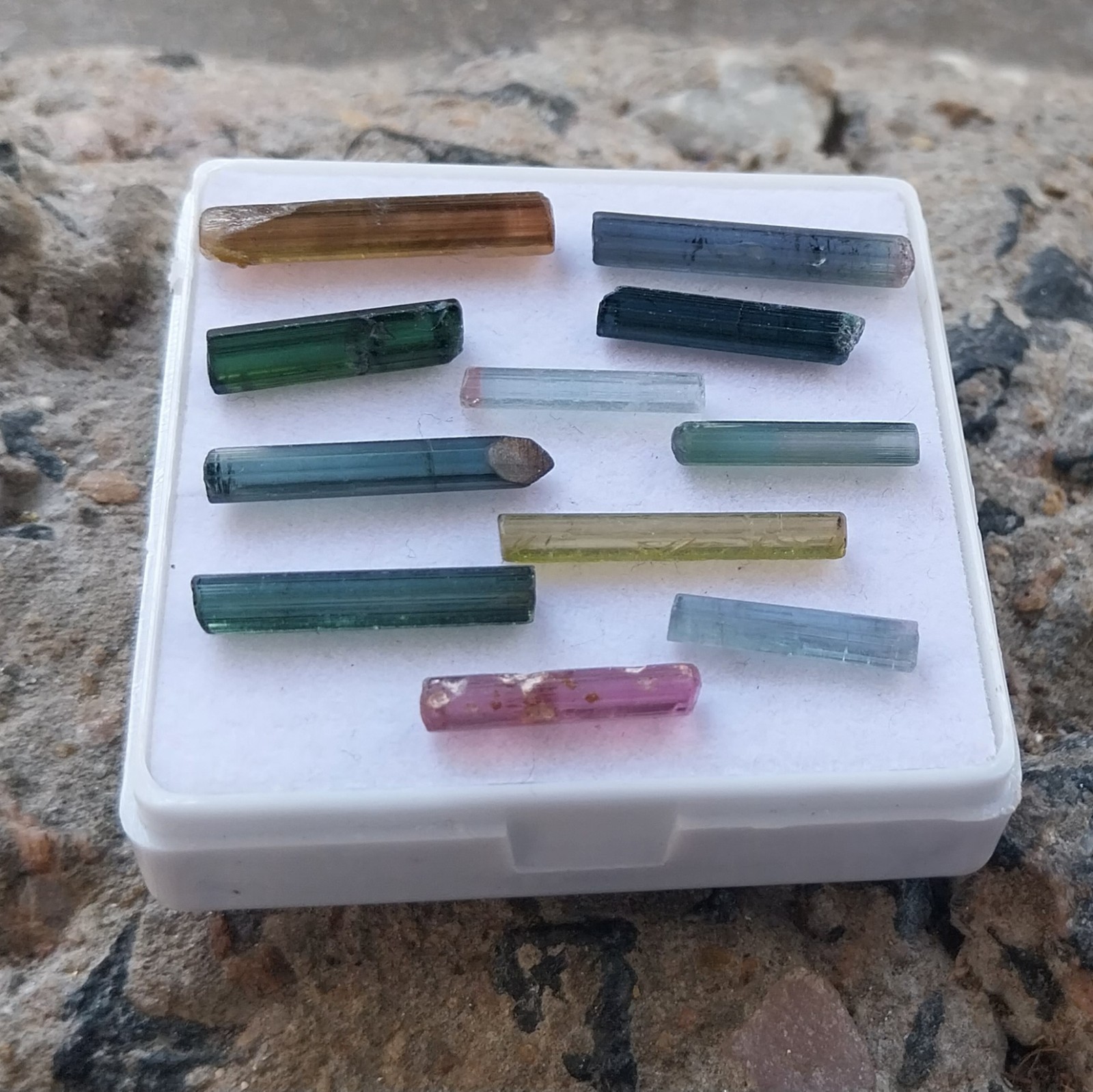 24 Ct 15 to 21 MM Natural Multi Color Tourmaline Raw Rough Pencil 11 Piece Lot