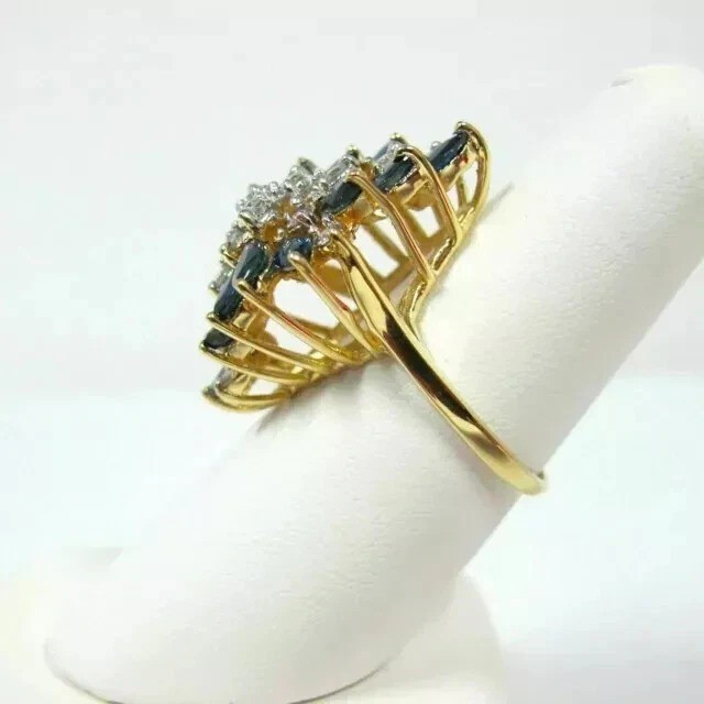 2Ct Marquise Lab-Created Sapphire Cluster Engagement Ring 14K Yellow Gold Plated
