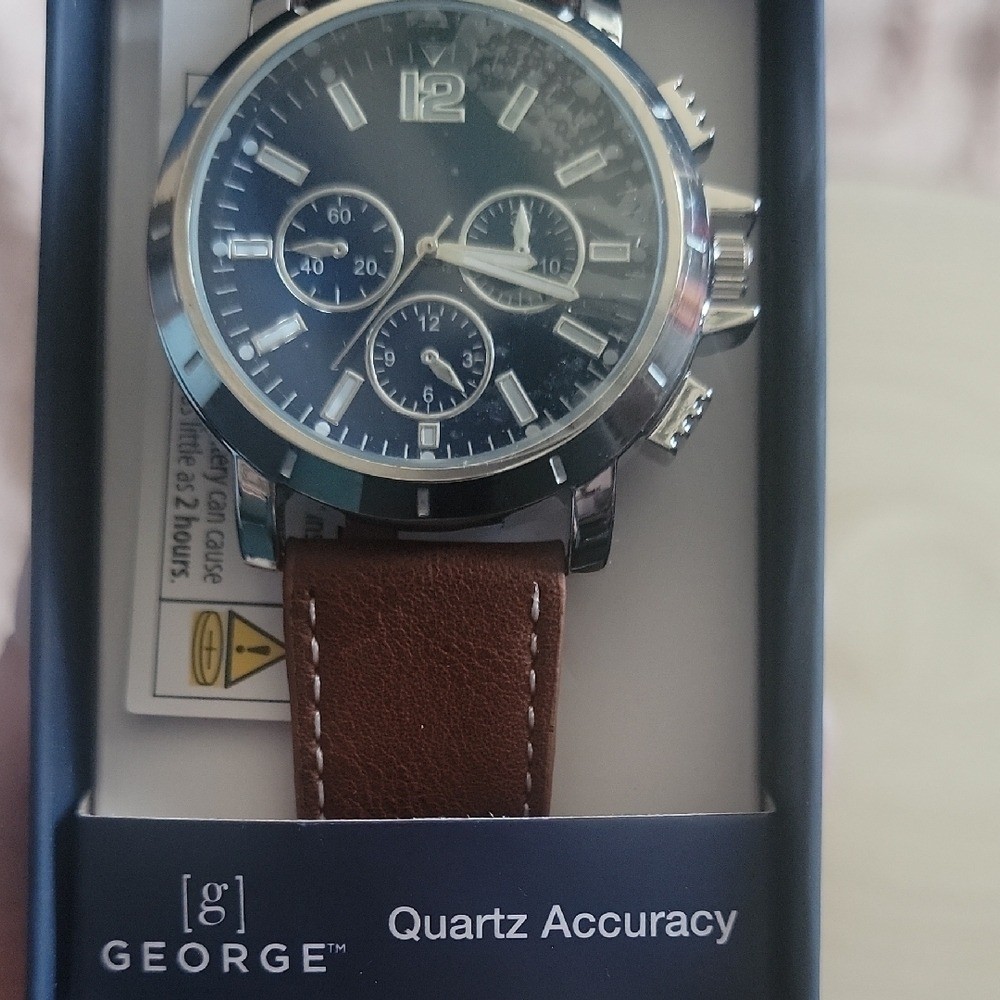 George Quartz Watch with Brown Strap