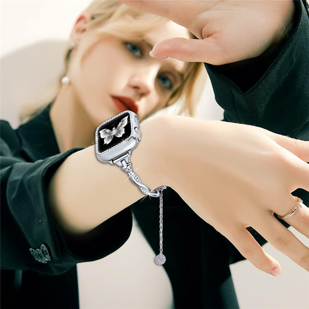 Elegant Bling Diamond Twist Strap + Rhinestones Cas for Apple Watch Ultra 8 7 6