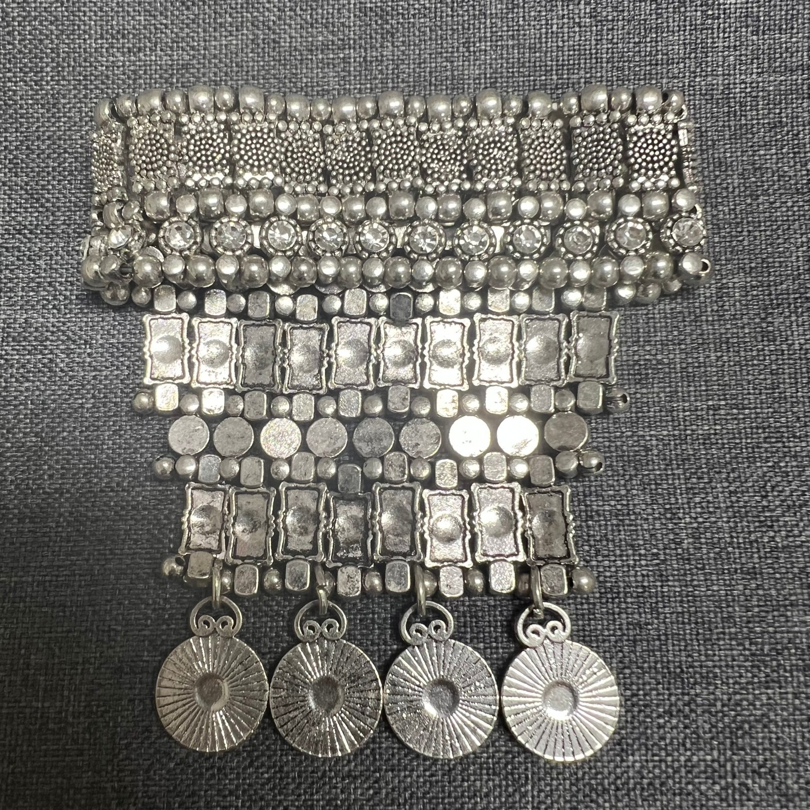 Wedding Oxidized designer Silver Ghungroo Studded Open Fashion Bracelet strech