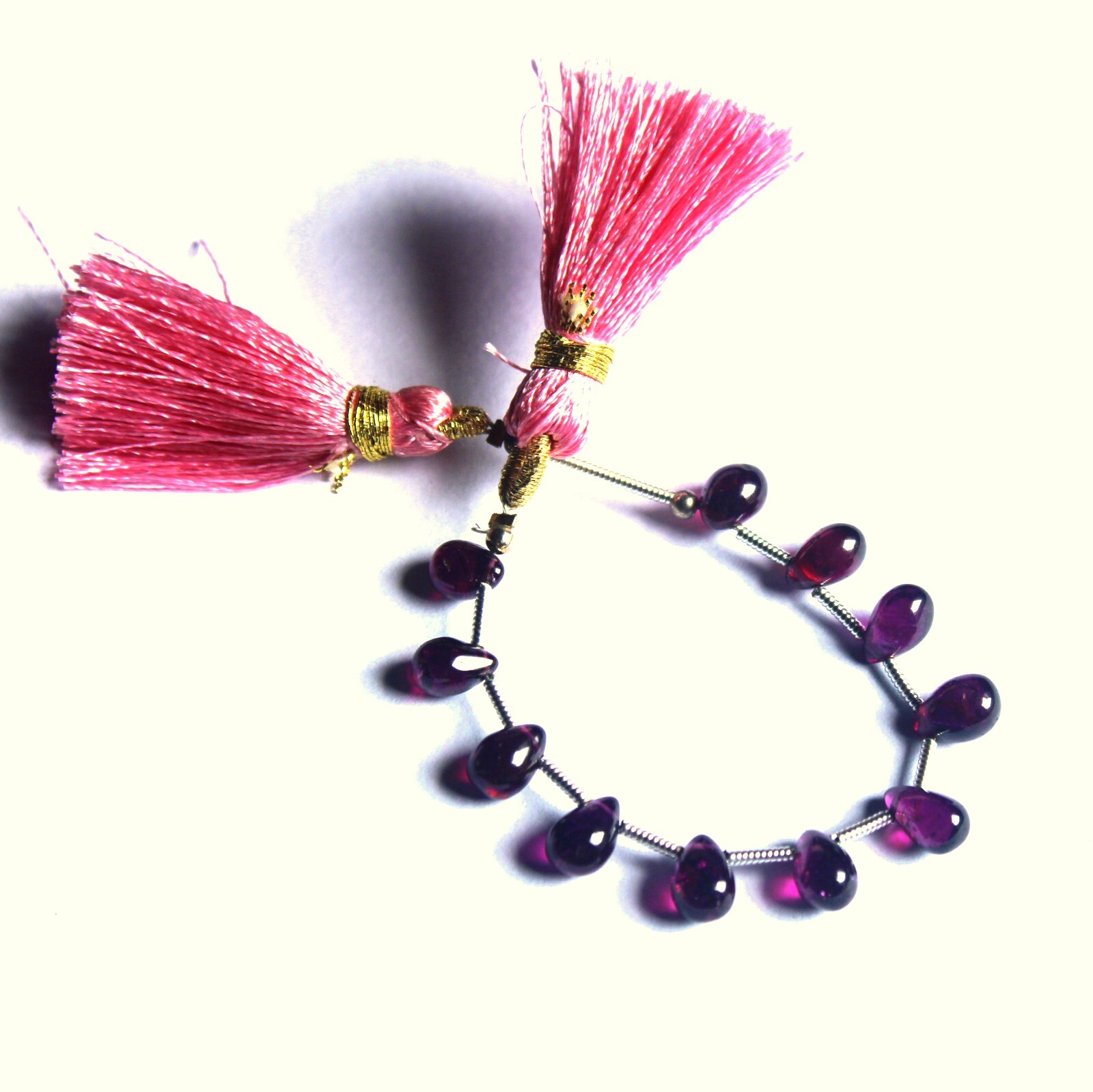 5×7-5×7.5 MM Natural Purple Pink Rhodolite Garnet Smooth Drops 4 Inch Beads