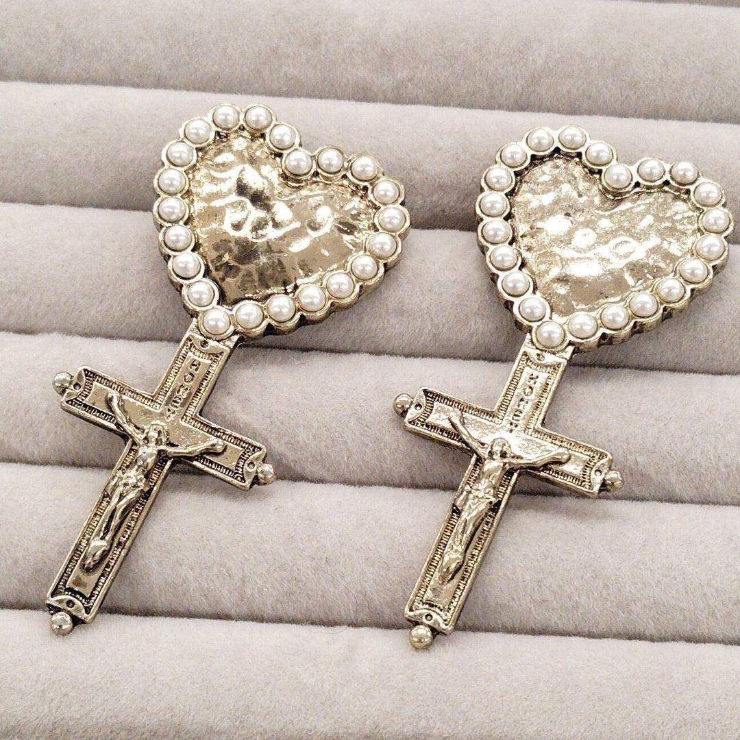 Excellent+++ HONEY mi HONEY Heart Rosary Design Earrings