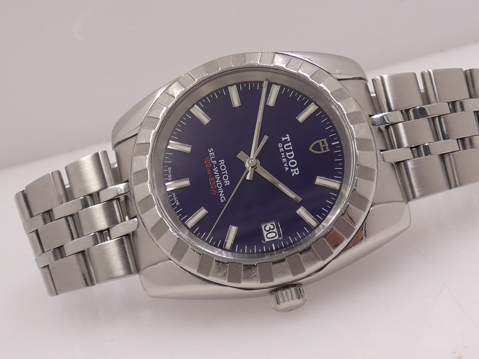 TUDOR CLASSIC DATE 21010 BOX&PAPERS ‘2012 BLUE DIAL AUTOMATIC STEEL WATCH