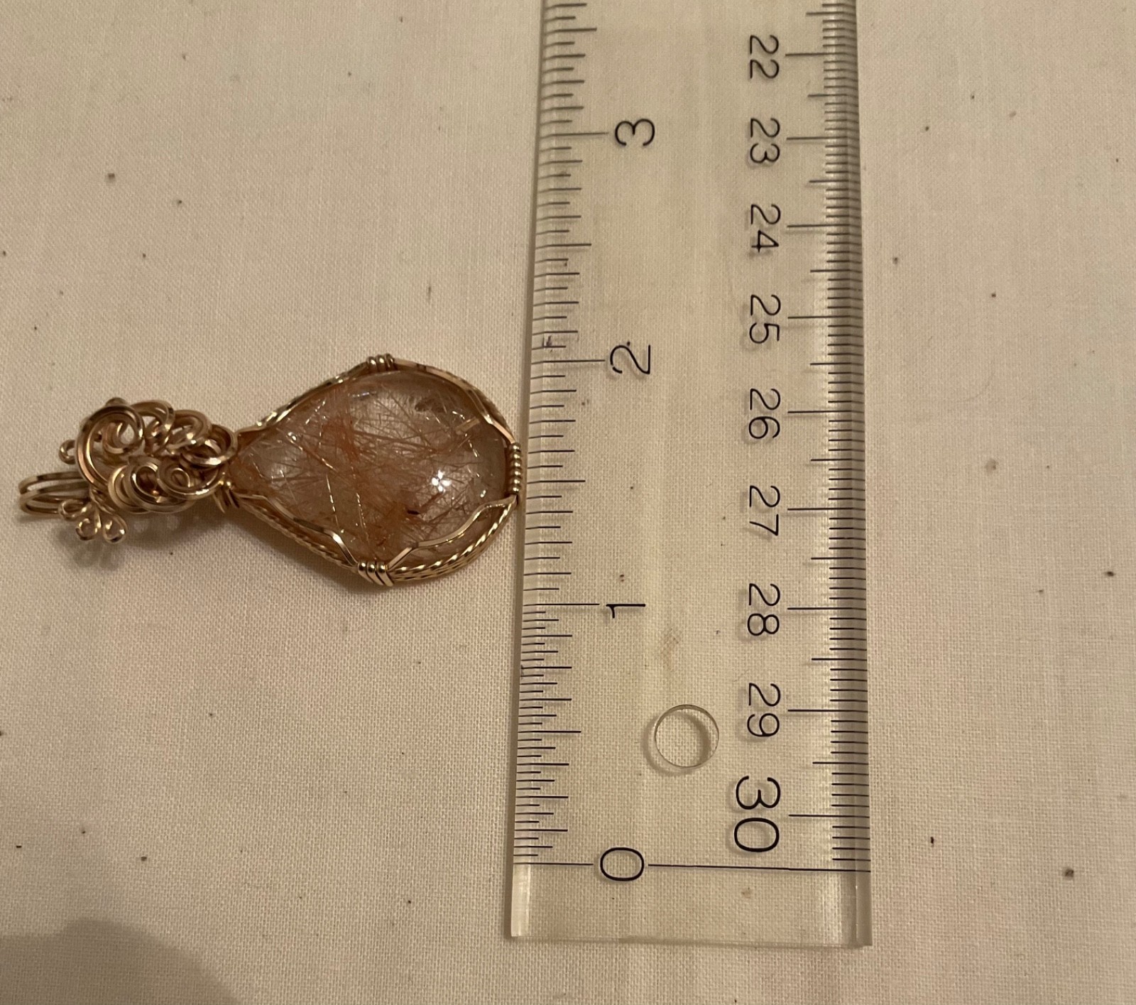 Polished Clear Brown & Tan Stone Wire Wrapped Pendant (NO CHAIN)