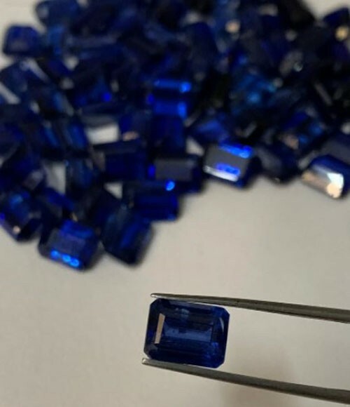 5 x 7mm Excellent Quality 2 pcs lot Emerald Simulated Blue Sapphire Loose Stone