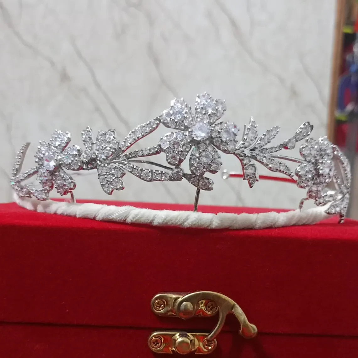 Elegant Silver Zircon Tiara for Women & Girls | Sparkling Cubic Zirconia Princes