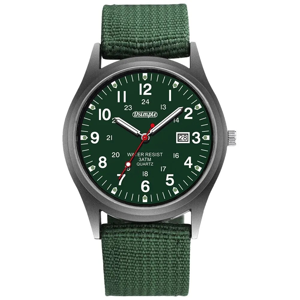 Men’s Military Army Luminous 24 Hours Dial Nylon Strap Date Quartz Wrist Watch
