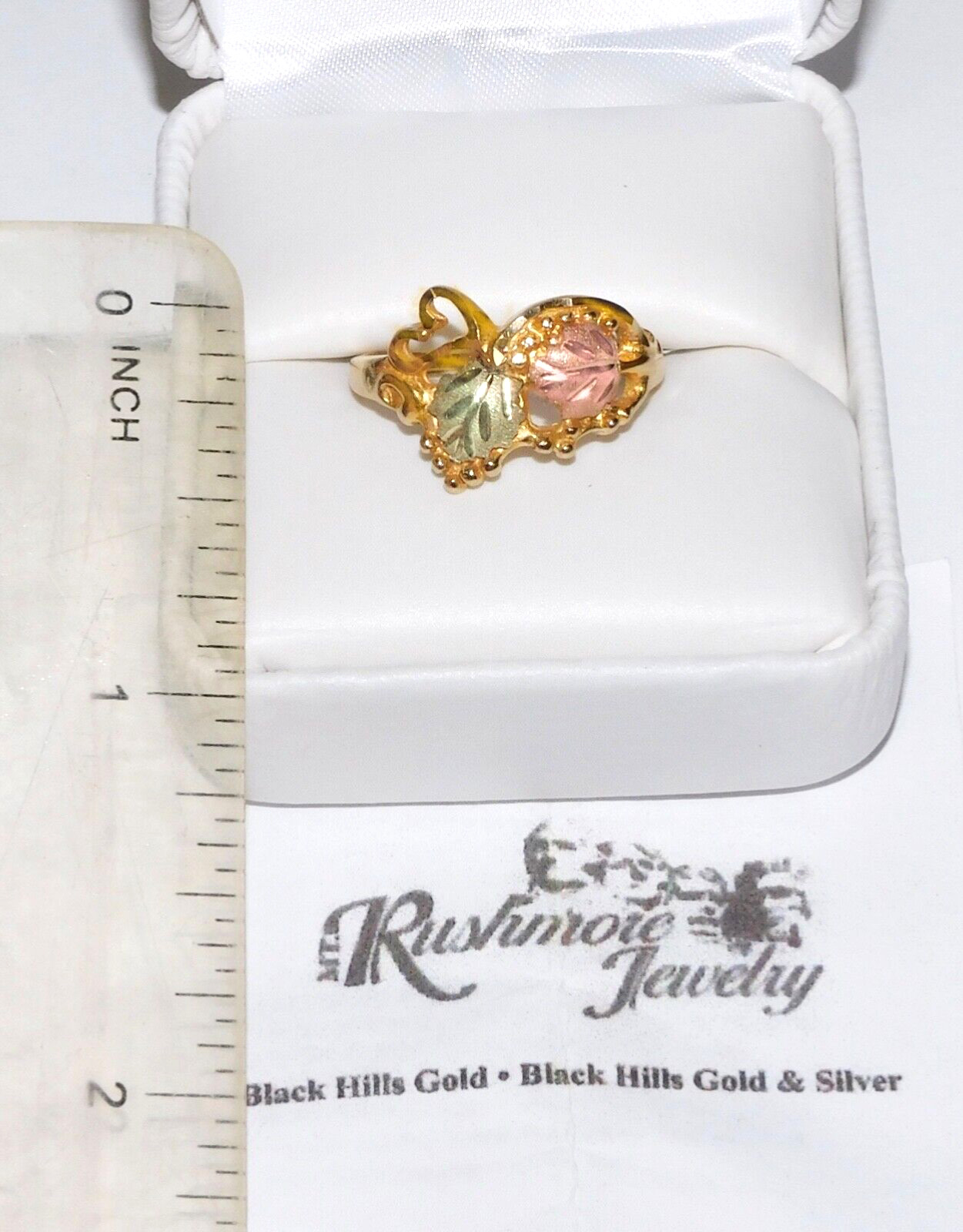 Black Hills Gold 10k Heart Accent Diamond Cut Ring Size 8