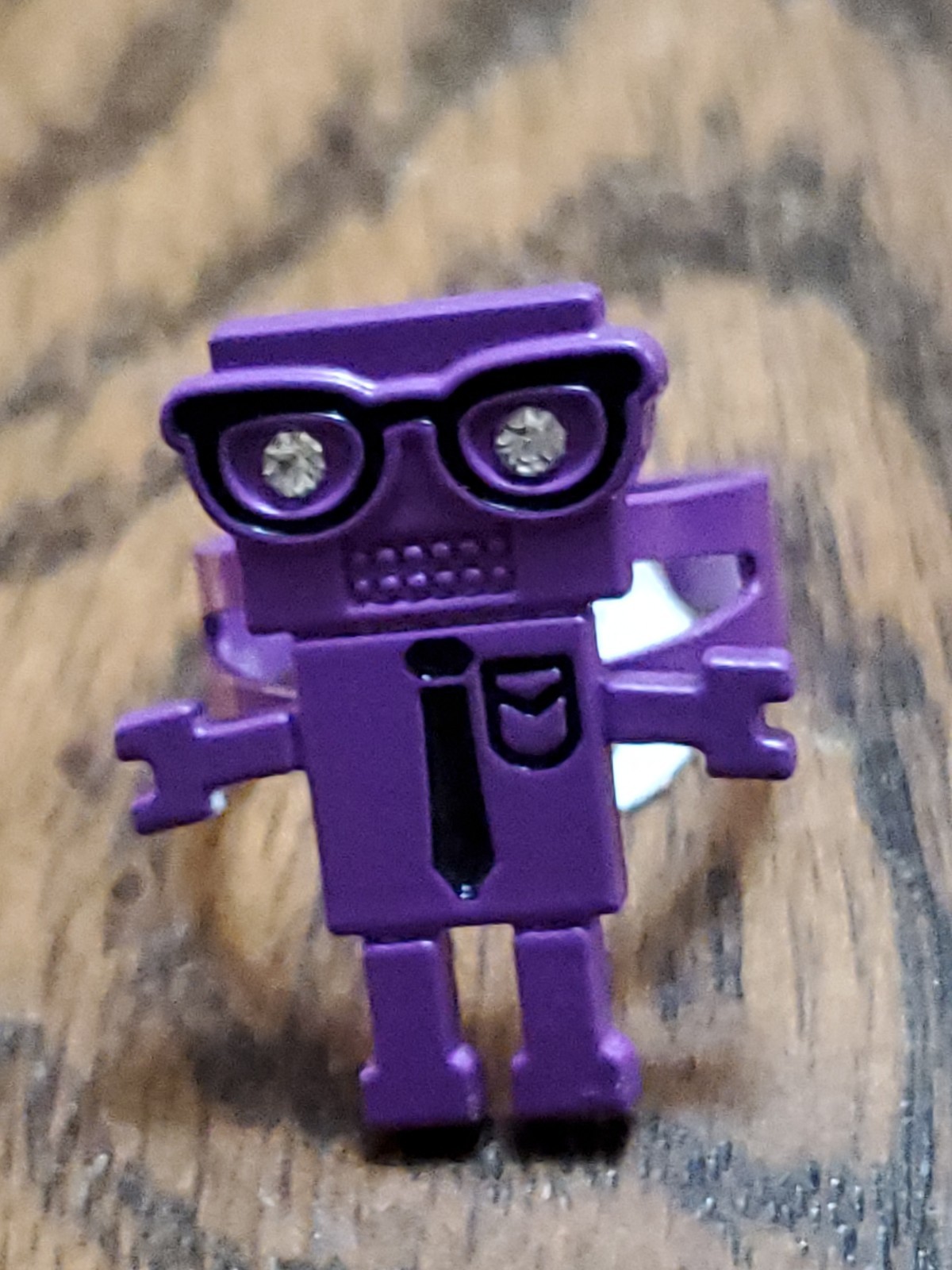 Adjustable Purple Robot Ring