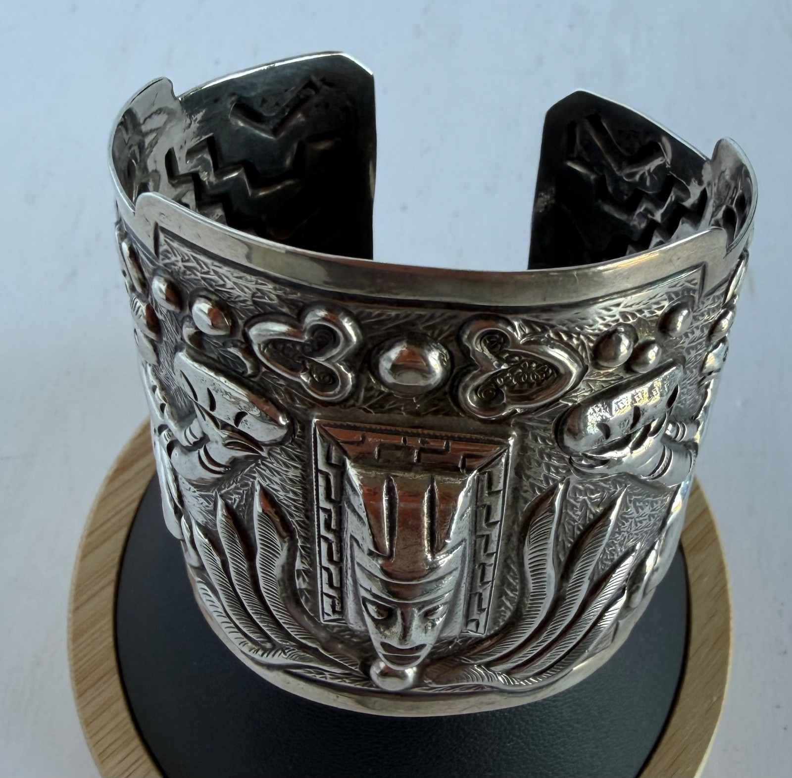 Vintage Mexican Sterling Bracelet Featuring Pre-Columbian/Aztec/ Mayan Designs