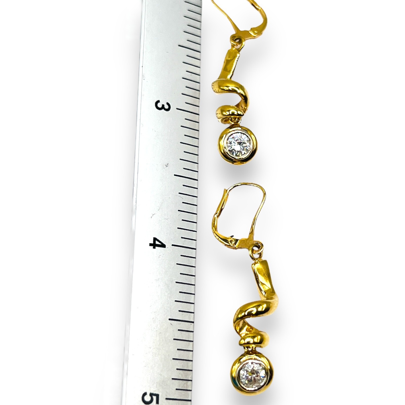 .70ct Natural Diamond Bezel Set 14k Yellow Gold Drop Dangle Earrings 4.40 Grams