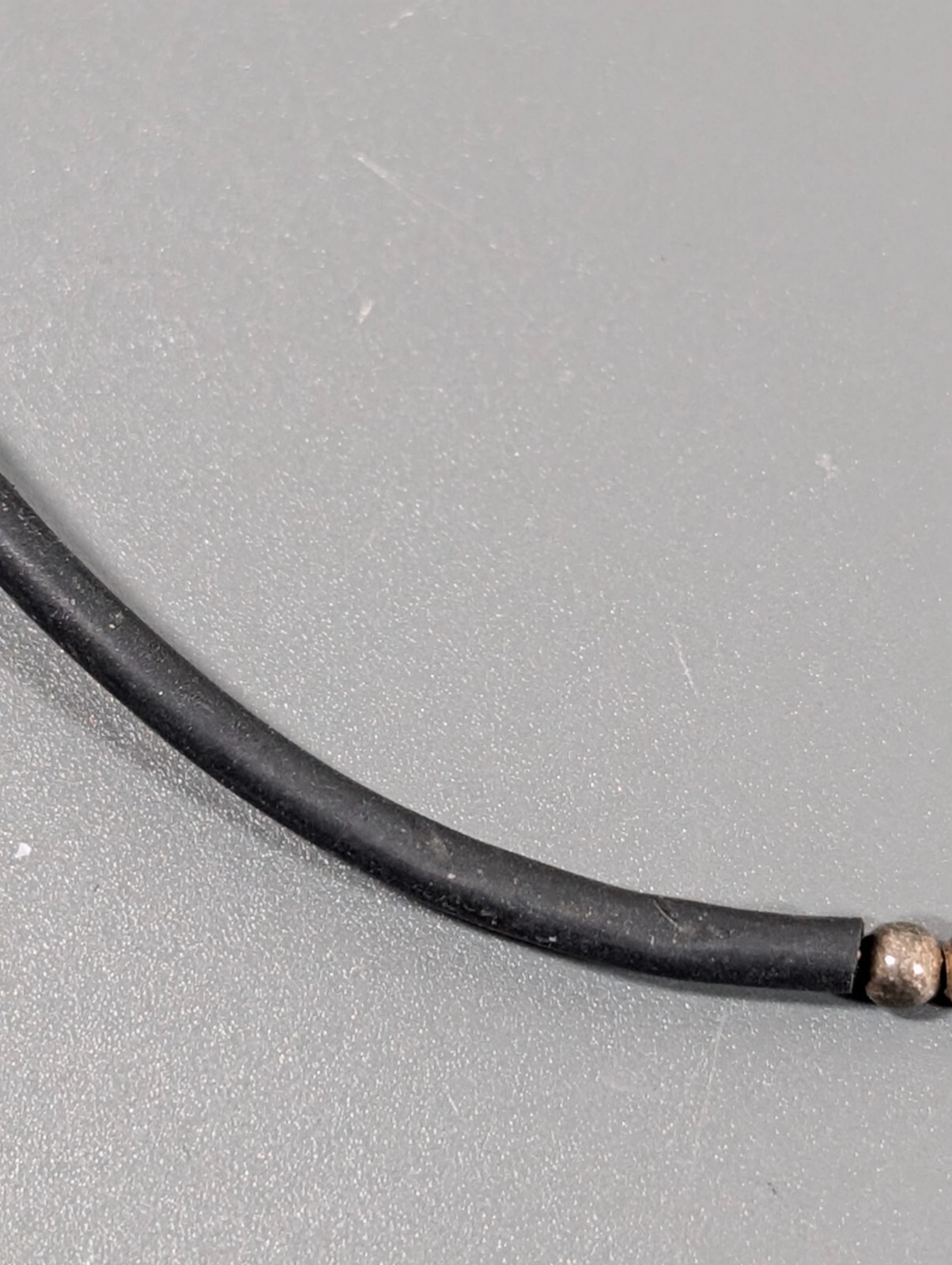 Sterling Silver 925 Black Rubber Flex Wire Choker Necklace Gothic Industrial 17″