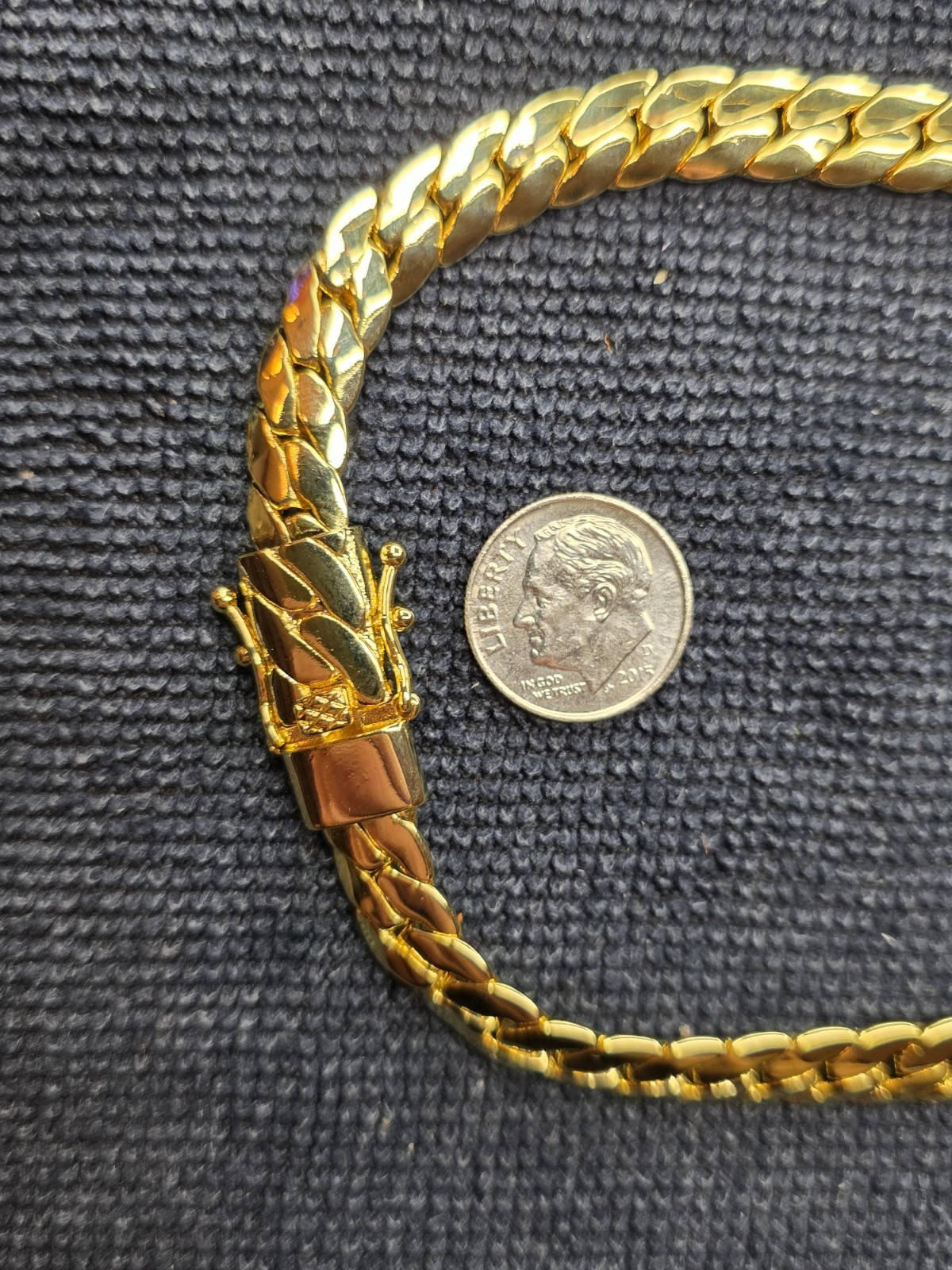 14k Yellow Gold Filled Miami Cuban Chain Necklace Box Lock Signed 24in