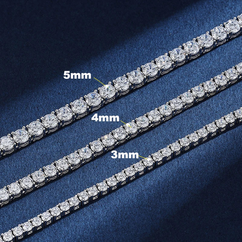 2.5-6.5Mm Full Moissanite Tennis Necklace for Women Sparkling Diamond Pendant 92