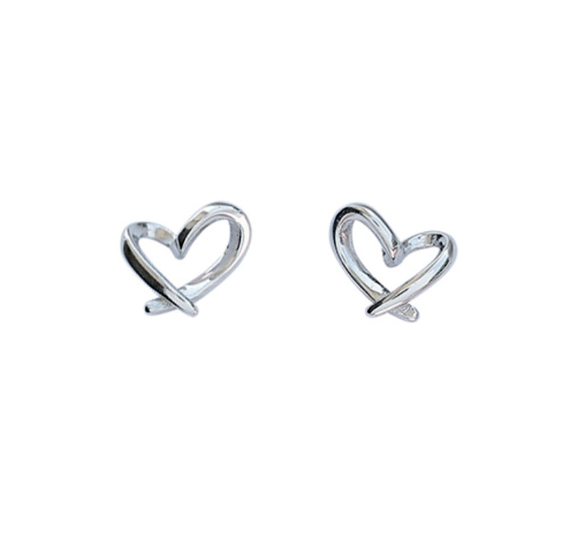 S925 Sterling Silver High Polished Heart Stud Earrings
