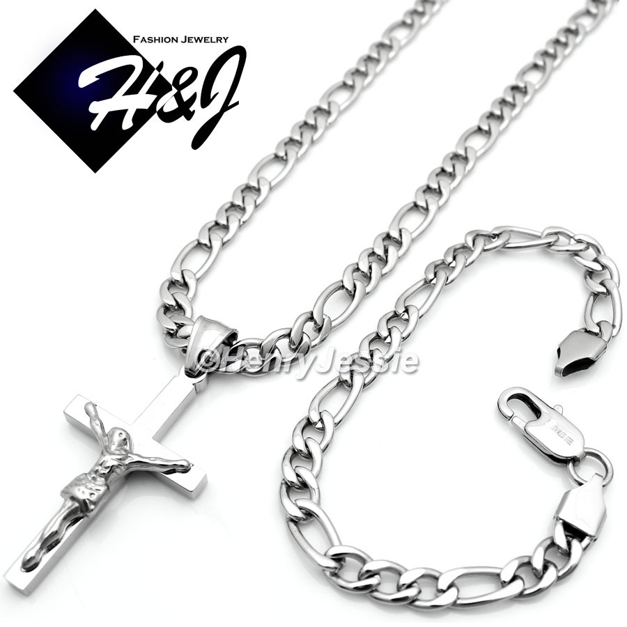 18-36″Stainless Steel 5mm Silver Figaro Link Chain Necklace Bracelet Pendant*P62