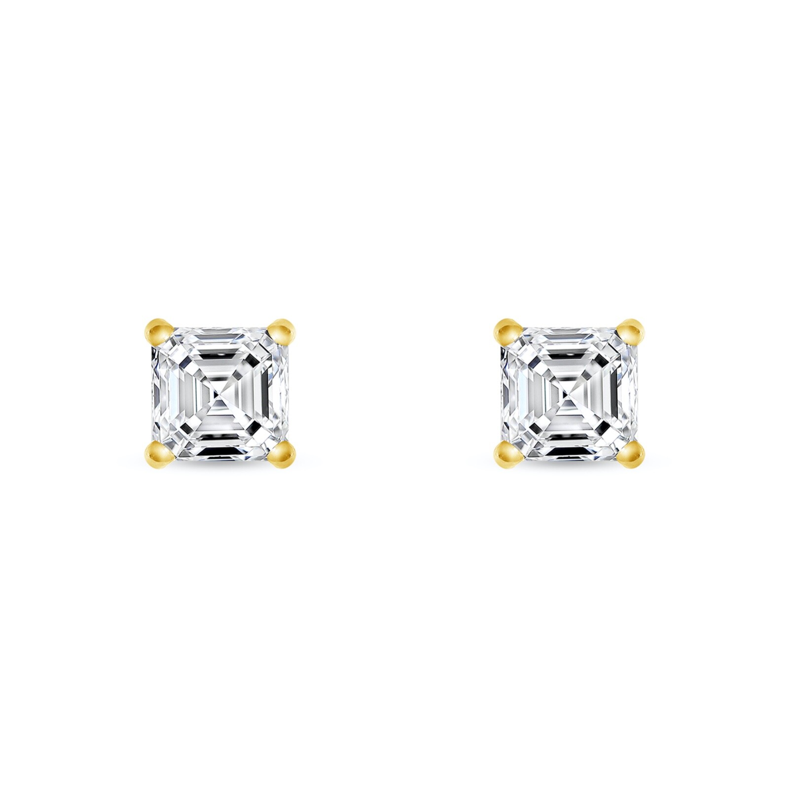 4 Ct Asscher Cut Created Diamond Earrings Stud Real 14K Yellow Gold Martini x