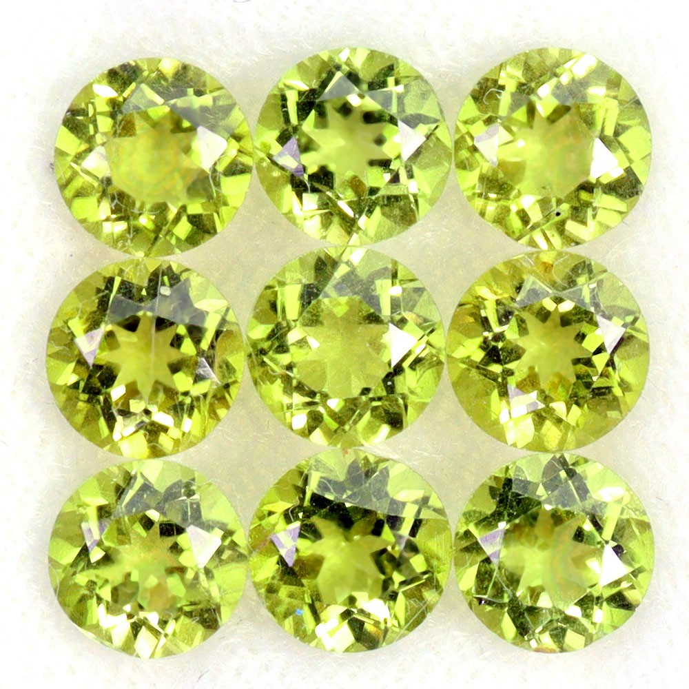 Round Cut Natural Unheated Apple Green Peridot 9pcs 6.40ct 6mm Lot Gemstone