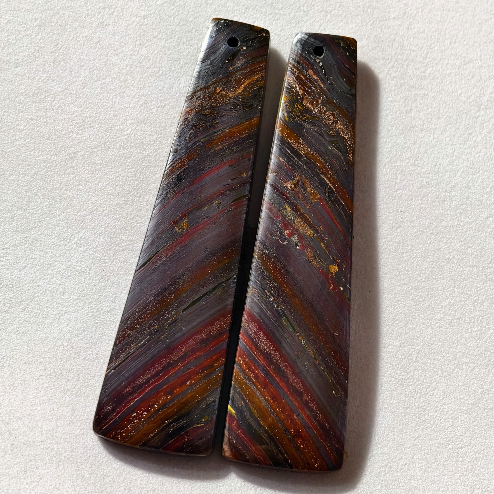 79 Cts Natural Iron Tiger Eye Drilled Pair Cabochon Gemstone 52.2 X 14.3 MM