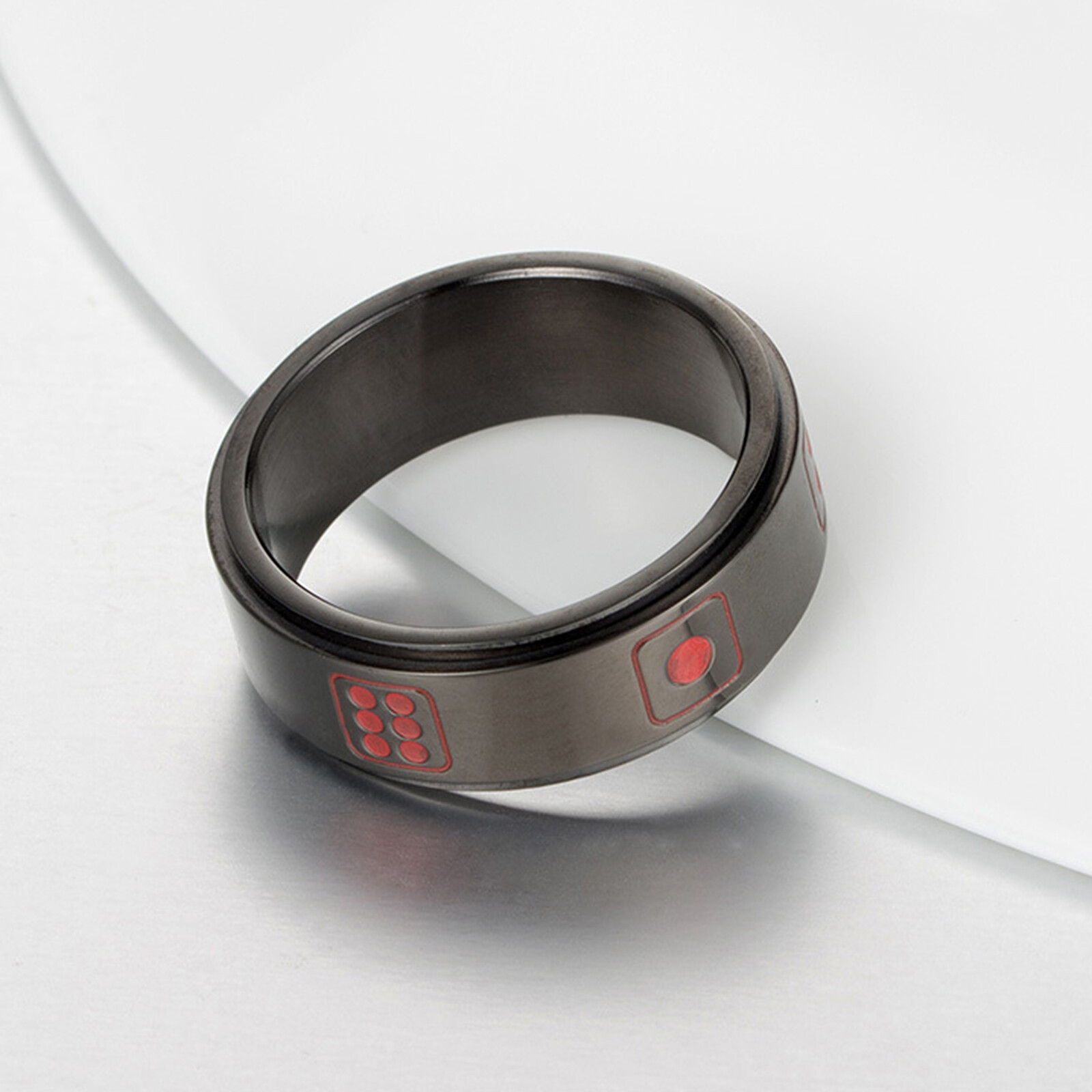 Casino Dice Spinner Fidget Ring Stainless Steel Anti Anxiety Band for Men Women