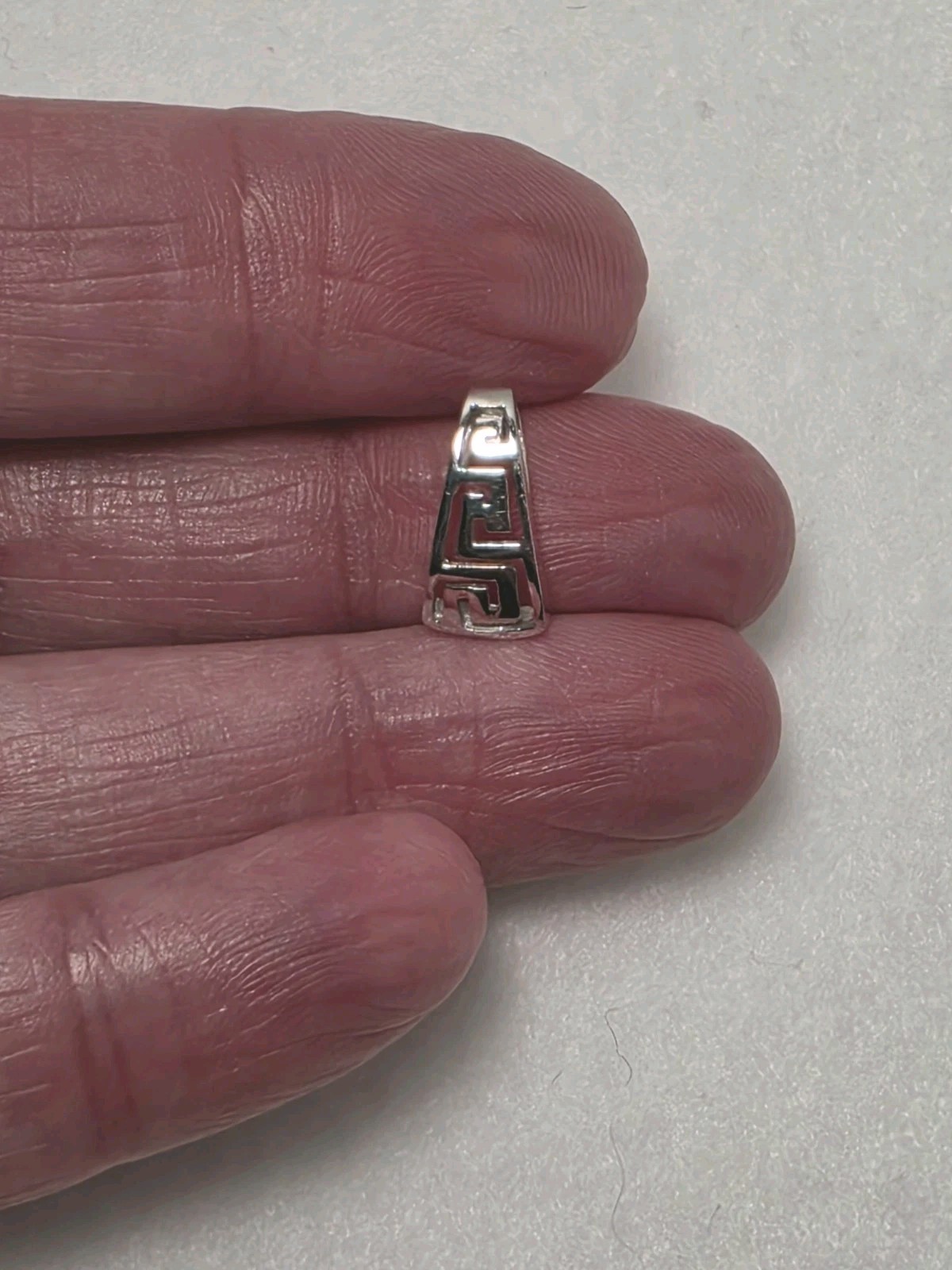 14k White Gold Dainty Greek Key Design Minimalistic Pendant 13mm long no chain