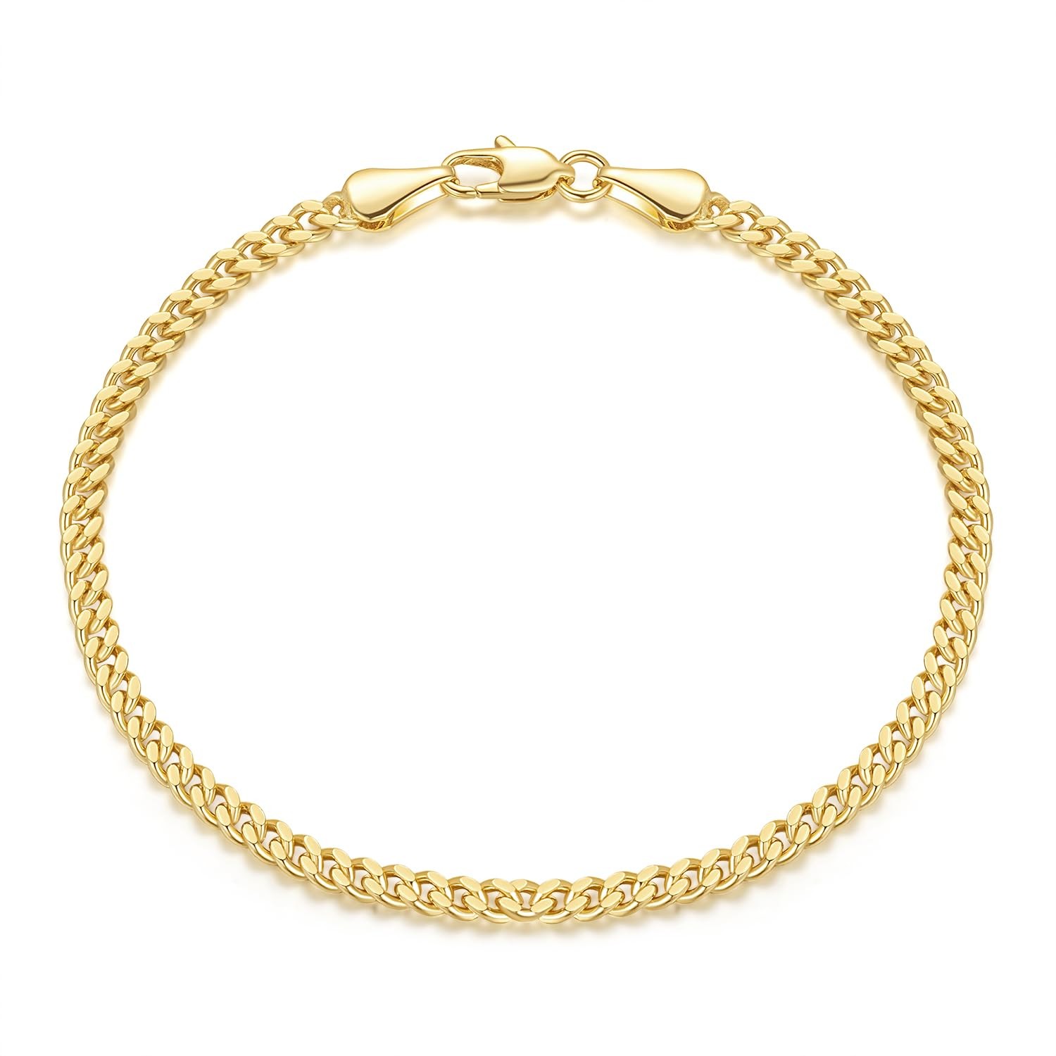 Moonfox Bracelets for Women 14K Gold Bracelets Classic Cuban Chain Charm Gold…