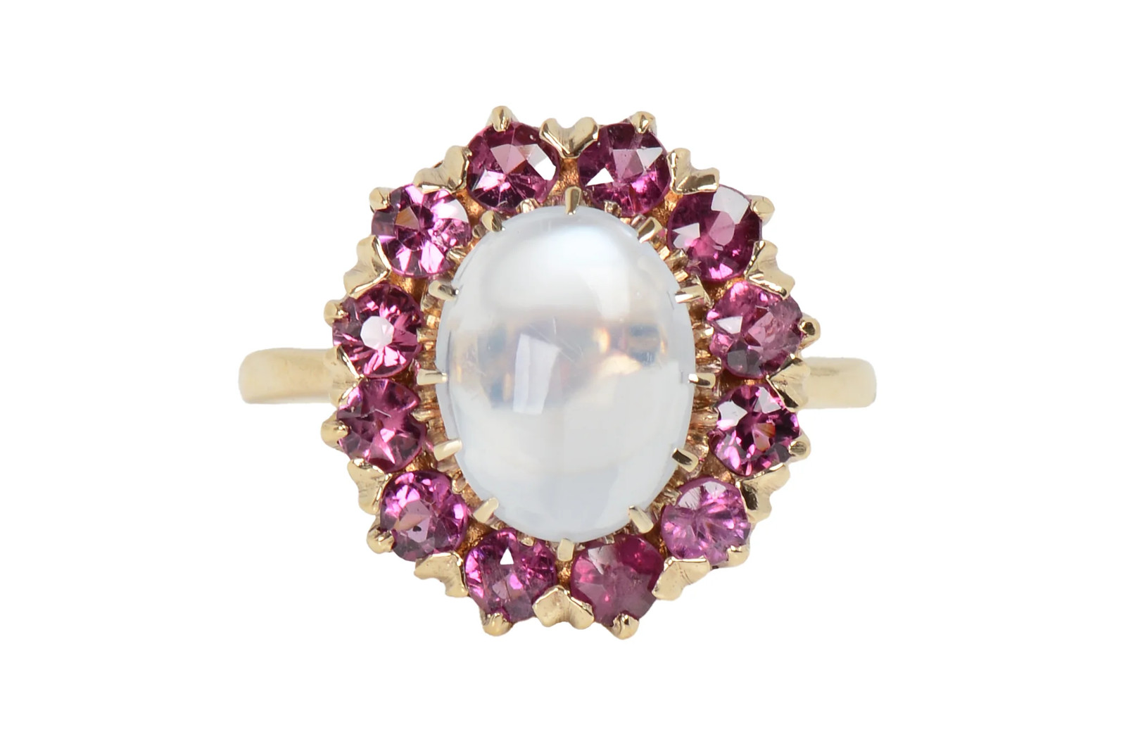 Vintage Blue Moonstone Pink Tourmaline Ring