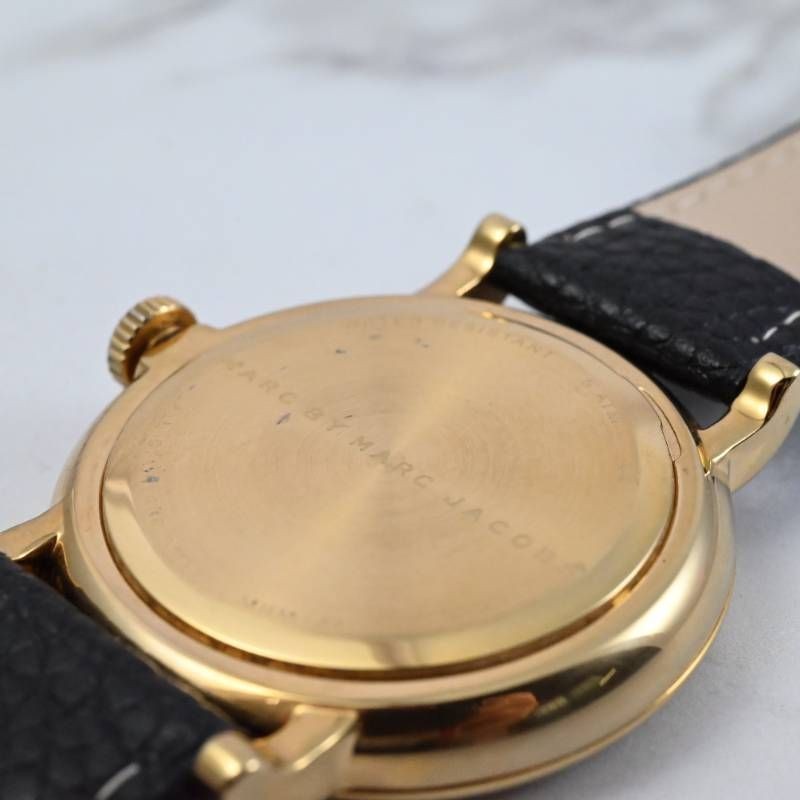 New Belt Replaced MARC BY MARC JACOBS Baker Ladies Watch Gold x Black Dial Small