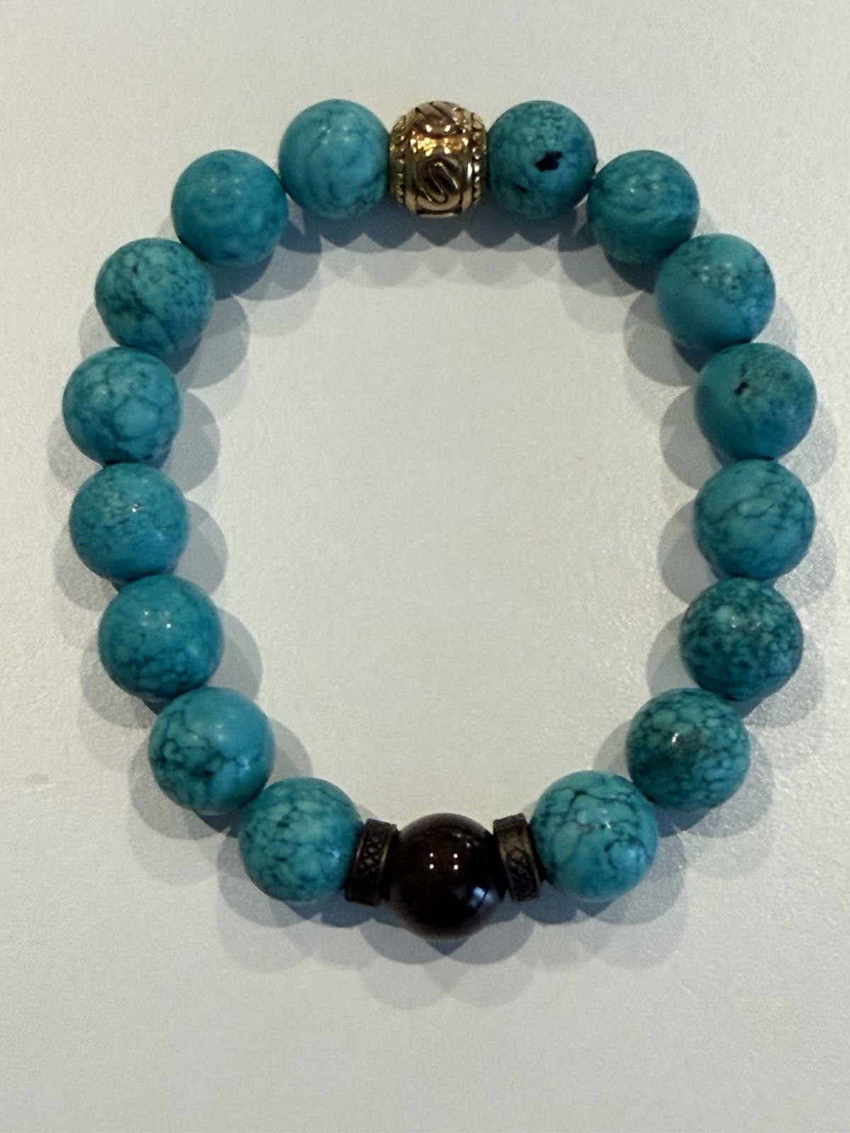 Beautiful Genuine Turquoise Beaded Stretch Bracelet 20 cm / 7.8″ Natural Stones